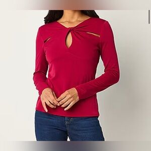 Bold Elements Womens Keyhole Neck Long Sleeve Blouse